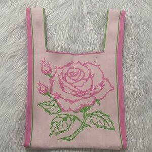 Source Unknown Pink and Green Floral Tote